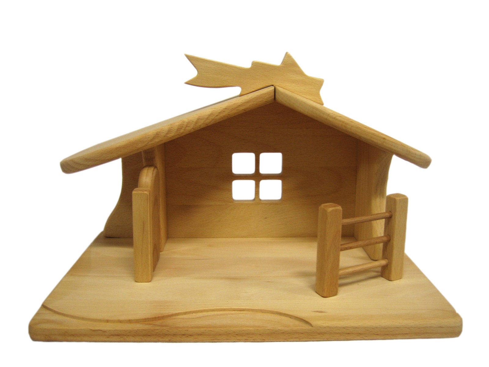 Harayaa Weihnachtskrippe Aus Harz - Leerer Krippenstall Für Festliche Dekoration