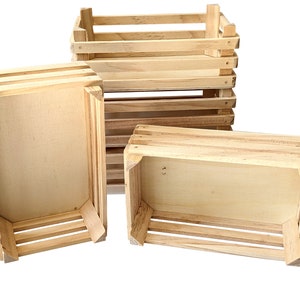 Pack of 5 medium wooden crates, fruit crates, vegetable crates, 16.5 x 10.5 x 6.4 cm image 1