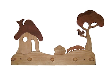 wooden coatrack " small house in the forest"