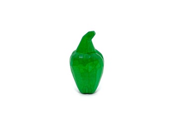 wooden green sweet pepper, hand-carved