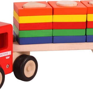Wooden truck stacking game Wooden truck with trailer
