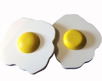 Kitchen Food Pretend Role Play Wooden Magnetic Omelette Egg Yolk Children TDOFS 