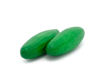 woodne cucumber, handcarved grocery items