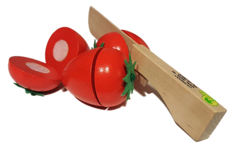 Roma tomatoes to cut made of wood image 4