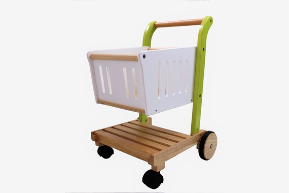 wooden kids shopping cart