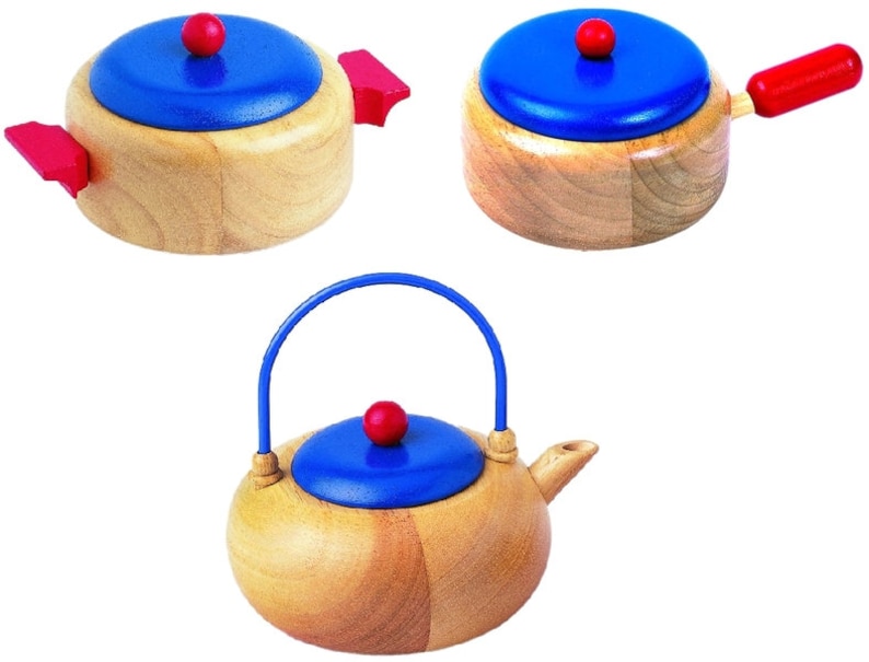 Utensil Set kettle, casserole and pot made of wood image 1