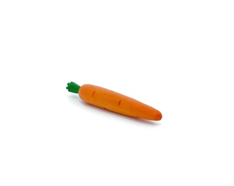 wooden carrot, handcarved grocery item