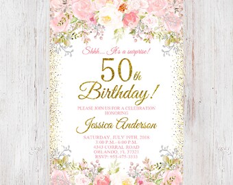 50th birthday invitation for women etsy