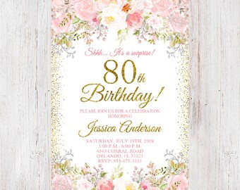 80th birthday invitations etsy