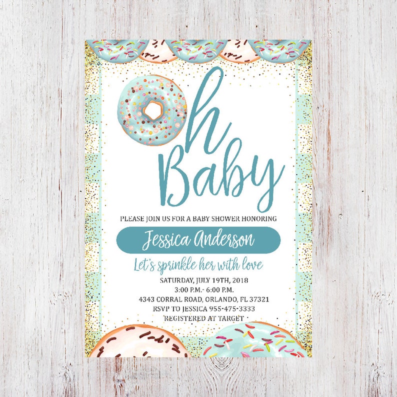 Donut Baby Shower Invitation Oh Baby Doughnut Invite Baby Etsy Donut Baby Shower Invitation Oh Baby Doughnut Invite Baby Etsy