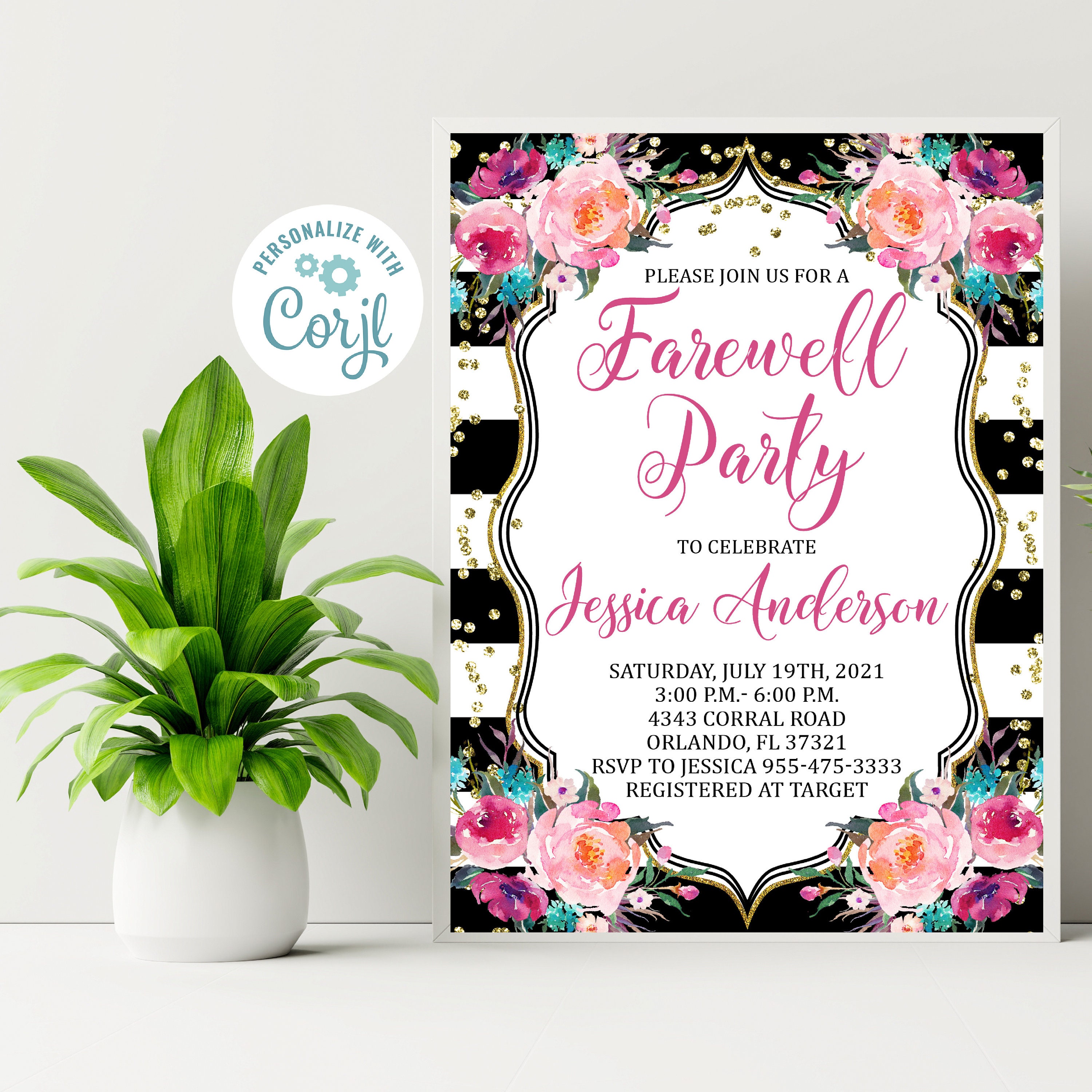 Editable Farewell party invitation Black Retirement Party | Etsy