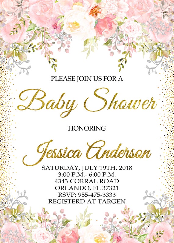 Floral Baby Shower Invitation Template Baby Girl Invite Etsy Floral Baby Shower Invitation Template Baby Girl Invite Etsy