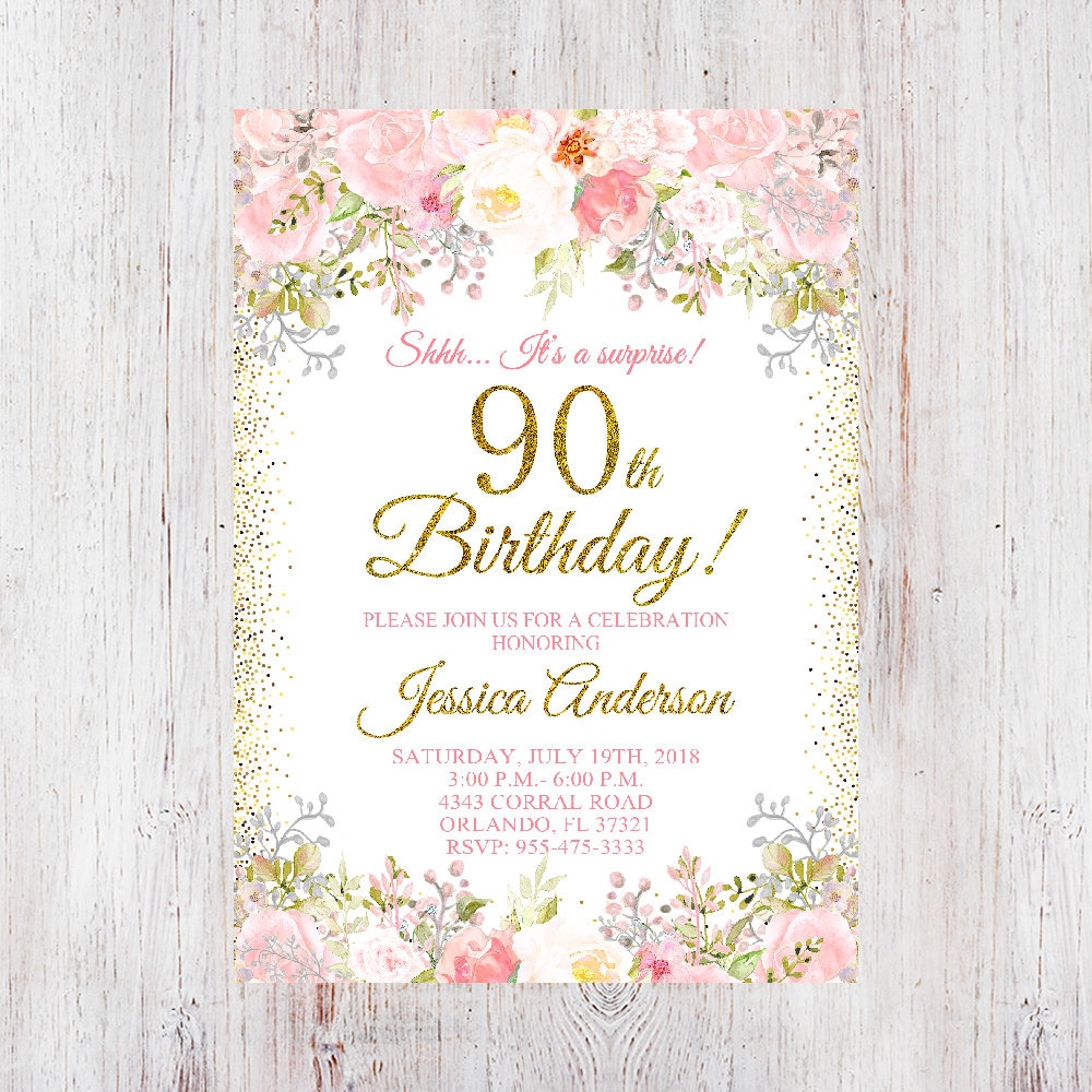 90th Birthday Invitations Pink And Fabulous 90th Birt vrogue.co