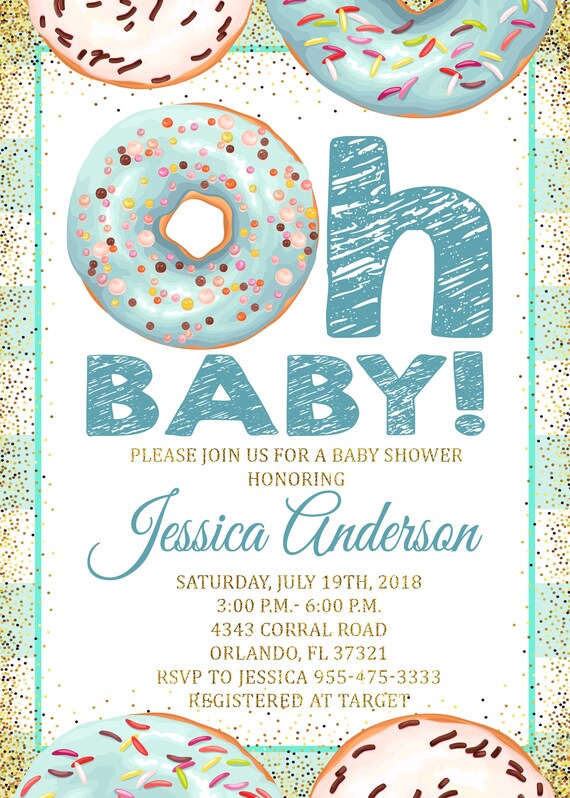 donut baby shower invitations