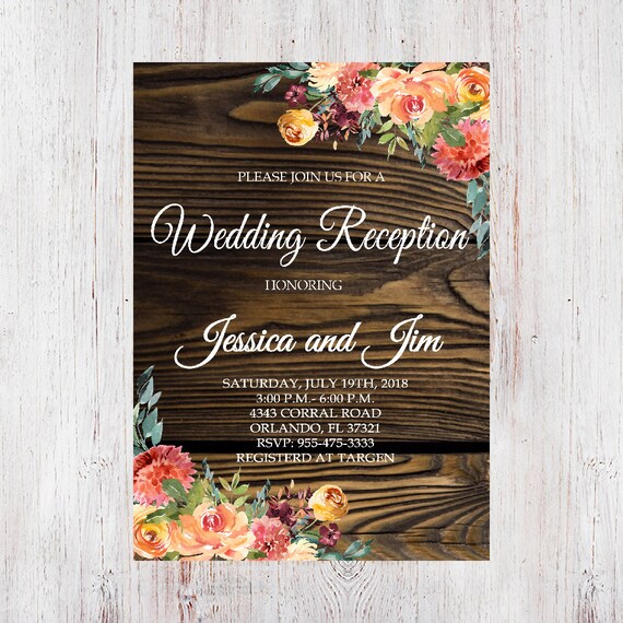 Rustic Wedding Shower Invitation Rustic Wedding Reception Etsy