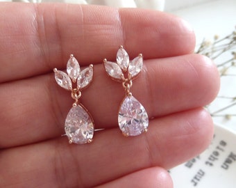 Stud earrings pearl zirconia bridal leaf crown noble rose gold bridal jewelry bridal earrings wedding wedding jewelry pearl earrings flower white sweet