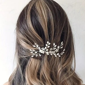 Braut Haarkamm für die Hochzeit / Kopfschmuck mit Perlen / Haarschmuck strass silber, Goldener brautkamm für brautfrisur, headpiece rosegold Bild 2