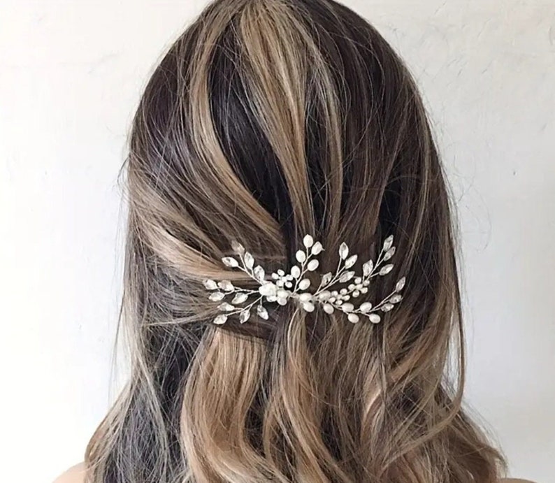 Braut Haarkamm für die Hochzeit / Kopfschmuck mit Perlen / Haarschmuck strass silber, Goldener brautkamm für brautfrisur, headpiece rosegold Bild 2