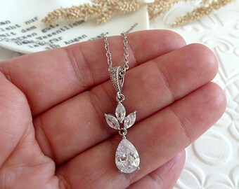 Bridal necklace bridal necklace in silver / jewelry for wedding / bridal jewelry bridal necklace with zirconia drops