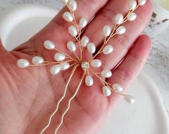 Bridal hair accessories gold / Bridal hair accessories gold pearls / Bridal jewelry gold /