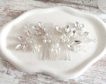 Braut Haarkamm für die Hochzeit / Kopfschmuck mit Perlen / Haarschmuck braut für hochzeit, silberner brautkamm für brautfrisur, Perlenkamm