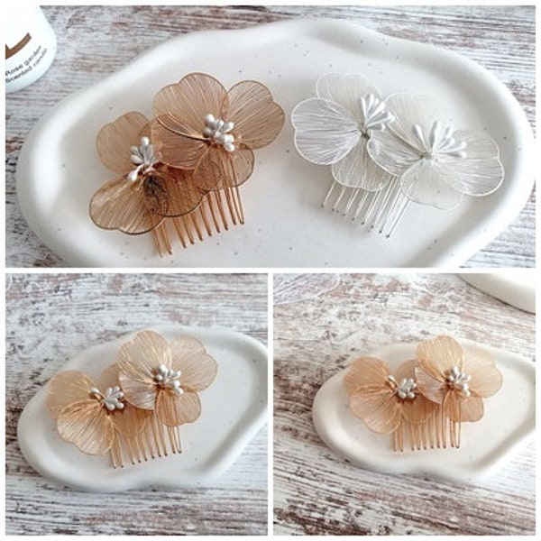 Bridal hair comb for the wedding / headpiece with pearls / hair accessories rhinestone silver, golden bridal comb for bridal hairstyle, headpiece rose gold