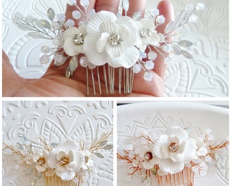 Bridal hair comb for the wedding / headpiece with pearls / hair accessories rhinestone silver bridal comb bridal hairstyle