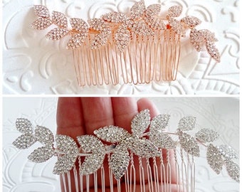 Bridal hair comb for the wedding / headpiece with pearls / hair accessories bride for wedding, rose gold bridal comb for bridal hairstyle, pearl comb