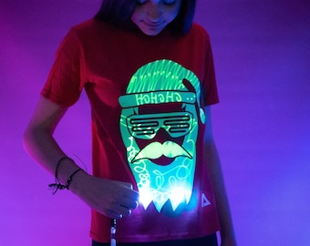 Cooles Santa Interactive Glow In The Dark T-Shirt - Weihnachtsedition