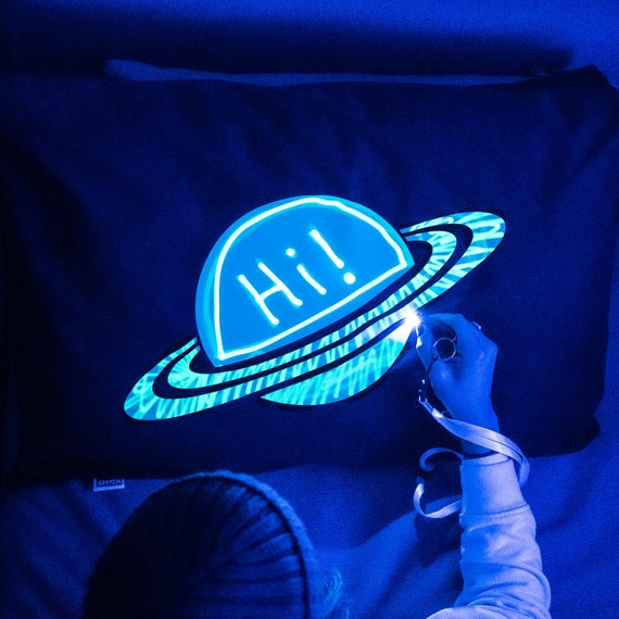 Glow Sketch Glow In The Dark Doodle Pillowcase Space Planet