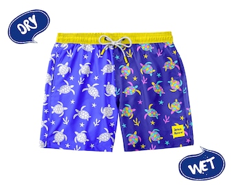 Adults Colour Changing Swim Shorts - Turtle Design