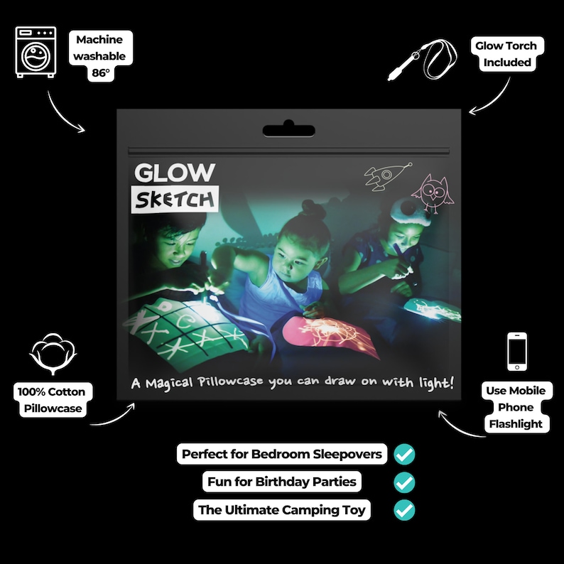 Glow Sketch Glow in the Dark Doodle Pillowcase Dream Cloud Etsy