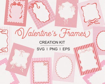 Valentijnslijsten png-afbeeldingen | Coquette strik frame-elementen | Kit voor het maken van romantische randen