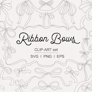 Hand Drawn Bows and Ribbon Frames Collection | Coquette Elements | Invitation Icons, Wedding Clipart, Stickers, SVG PNG digital download