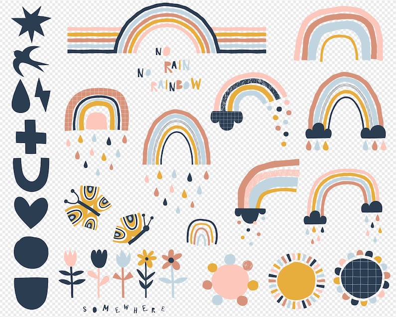 Download BOHO Rainbow svg Rainbow clipart Sky nursery confetti ...