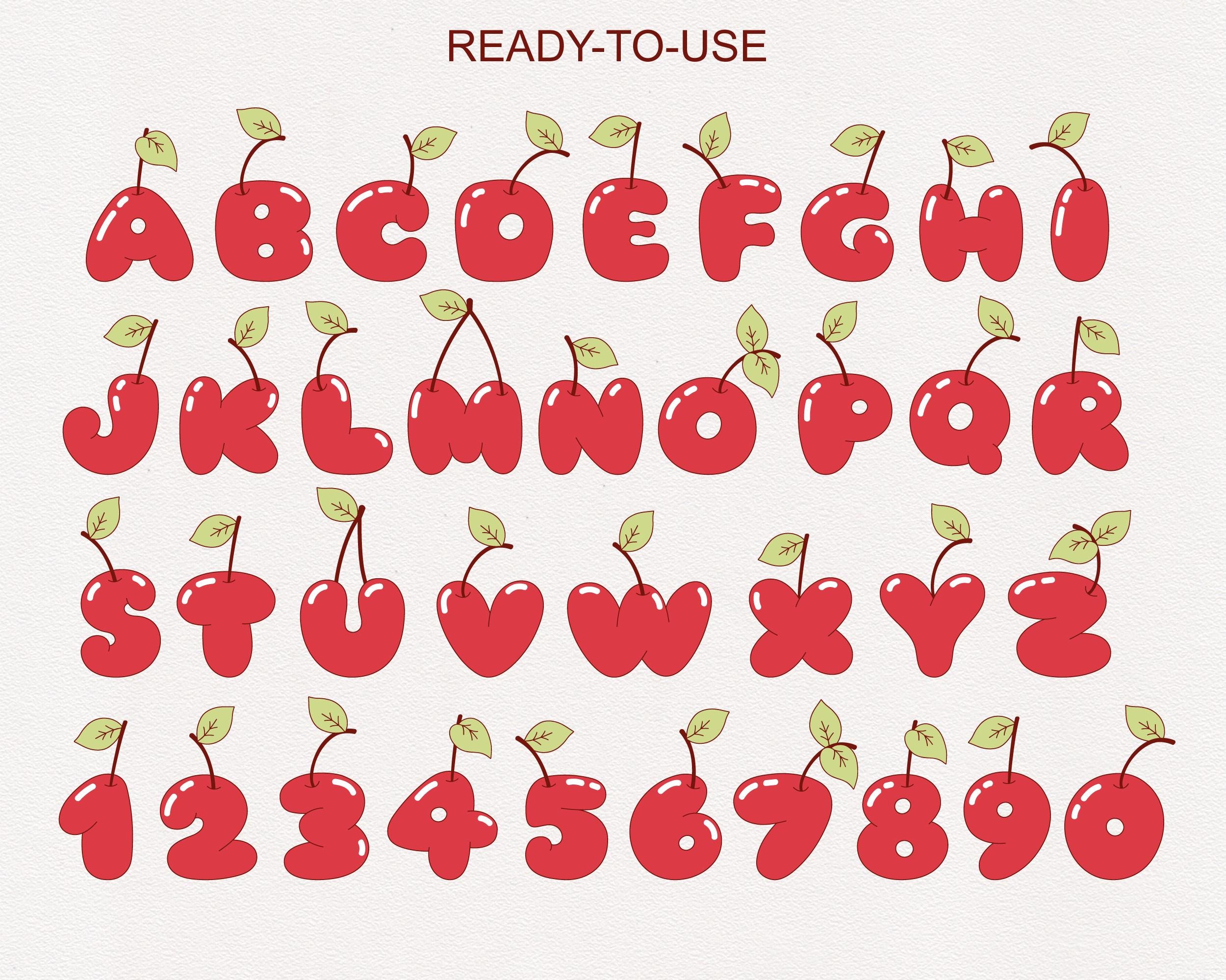 Cherry on Top Birthday Alphabet PNG | Cherry Monogram Letters & Numbers ...