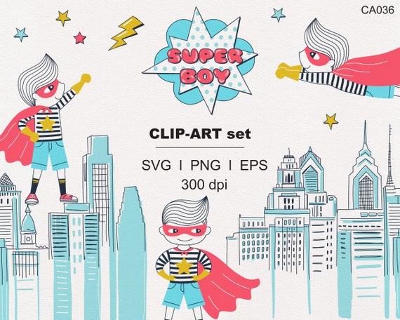 Download Super Hero Boy Digital Clipart Set Svg Png Download Cute Super Etsy