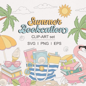 Set di clipart in sublimazione per ragazze che leggono, PNG SVG, download digitale.