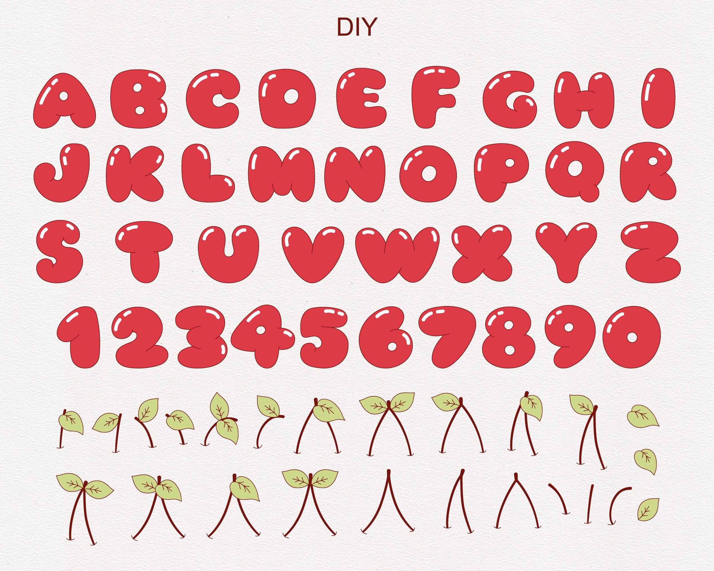 Cherry on Top Birthday Alphabet PNG | Cherry Monogram Letters & Numbers ...