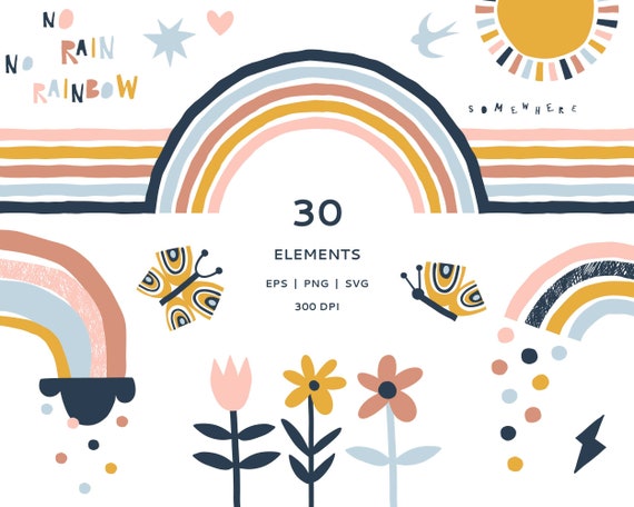 Download Boho Rainbow Svg Rainbow Clipart Sky Nursery Confetti Vector Etsy PSD Mockup Templates