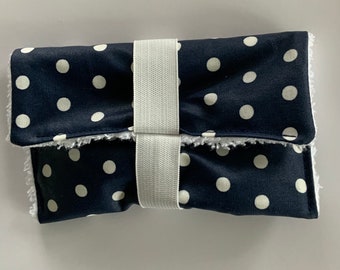 Soap bag blue white dots