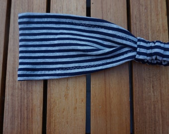 Hairband, bandana stripes grey dark blue