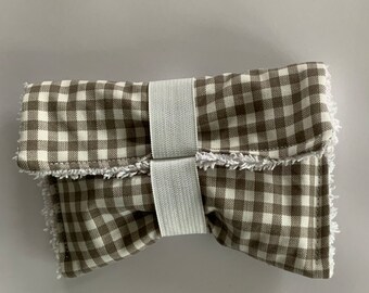 Soap bag beige / brown white checkered