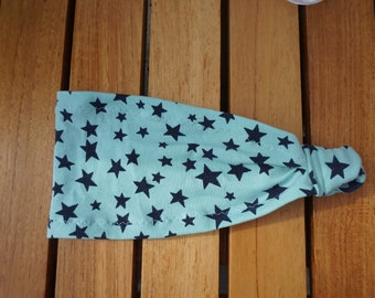 Hairband, Bandana stars turquoise dark blue