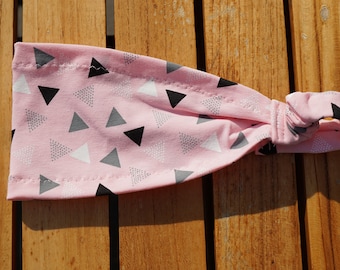 Haarband /Bandana/ Kopftuch rosa grau Dreiecke