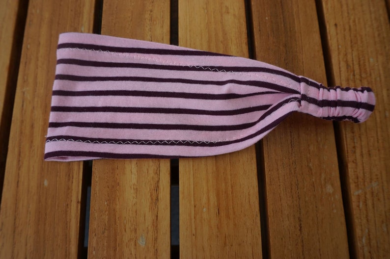 Haarband, Bandana Streifen rosa aubergine Bild 1