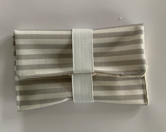 Soap bag beige white stripes