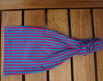 Hairband, bandana, turquoise pink stripes