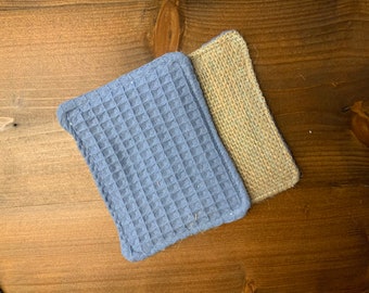 sustainable rinsing sponge, pot scrubber blue, jute 1 piece