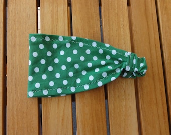 Hair band, bandana, headscarf dots green white